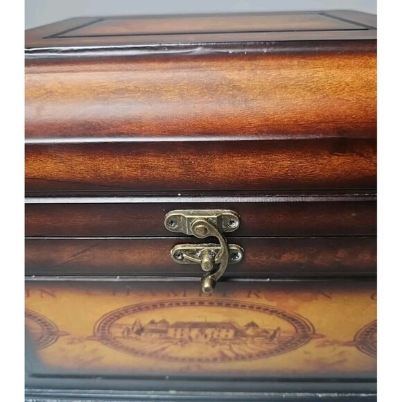 Wood Box Treasure Chest Brown Lined Storage Organization 10x12x6 - Picture 8 of 16